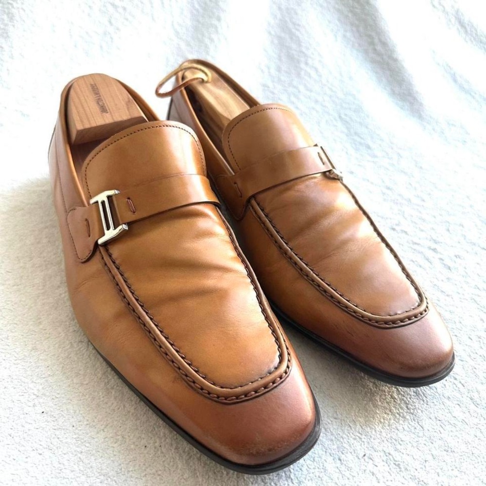 Magnanni 'Lino' Buckle Bit Loafer Shoes Brown Mens Size 8 M US MSRP‎ $325